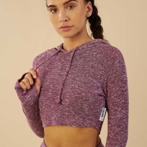 Gymshark slounge deep plumb marl cropped hoodie
